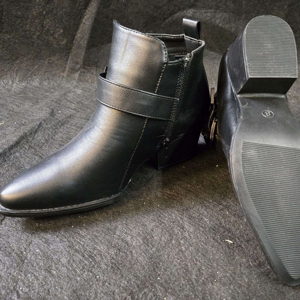 Size 8 Ardene Black Ankle Boot with strap